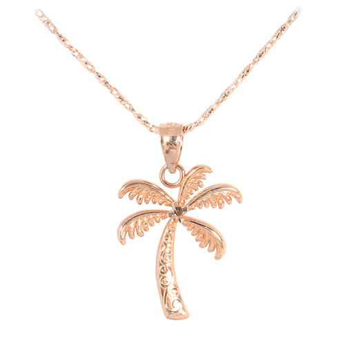 14K White Gold Plumeria Pendant 10mm with Clear CZ