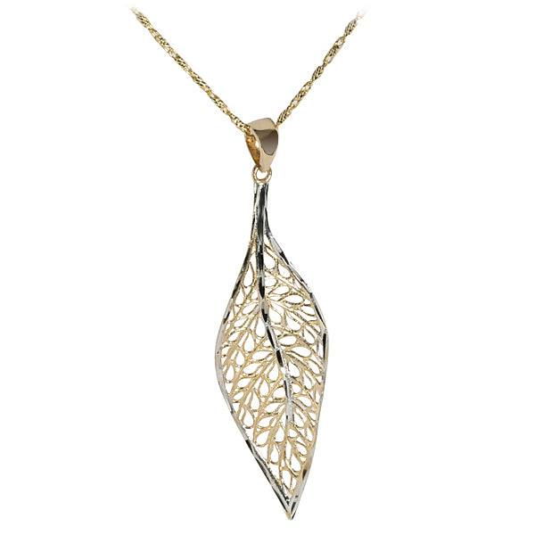 14K Yellow Gold Hollow Leaf Pendant(Chain Sold Separately)