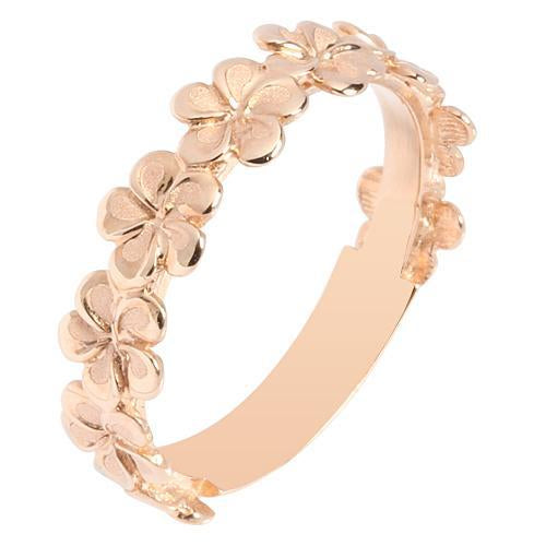 14K Rose Gold Plumeria Lei Ring with High Polish Edge 5mm - Hanalei Jeweler