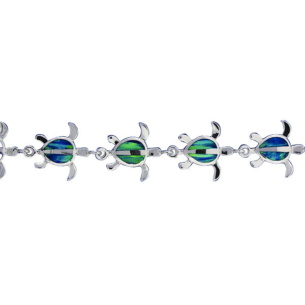 Sterling Silver Opal Inlay Honu(M) Bracelet