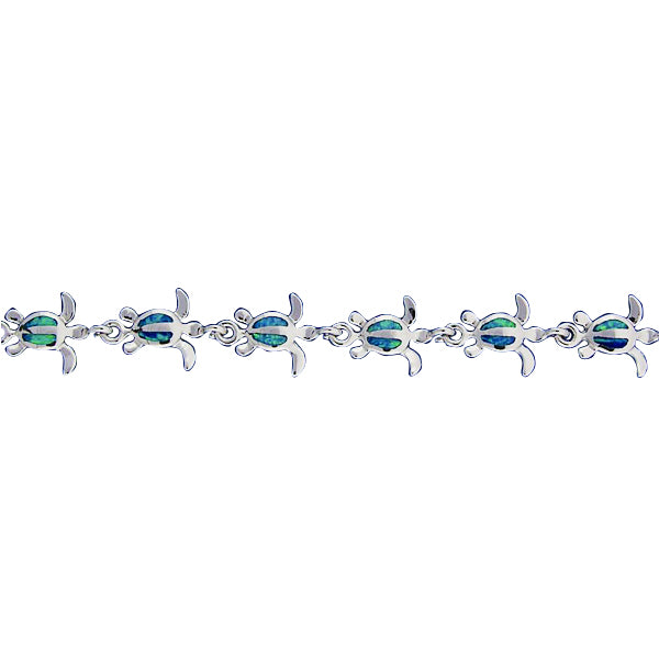 Sterling Silver Opal Inlay Honu(S) Bracelet
