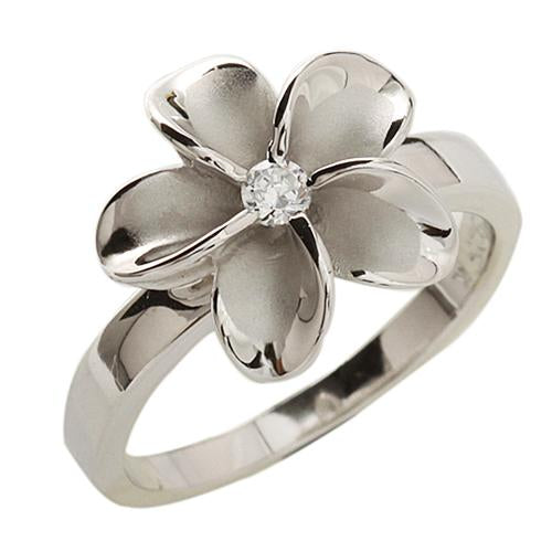 flower ring silver plumeria ring