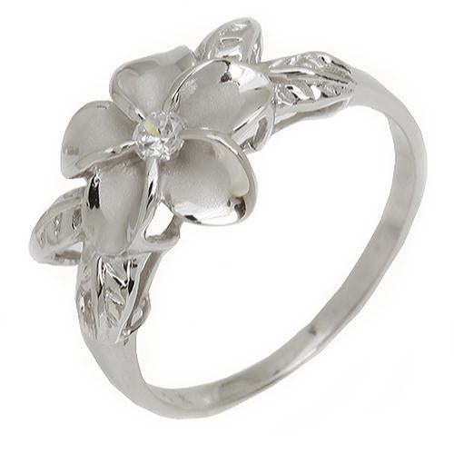 flower ring silver plumeria ring